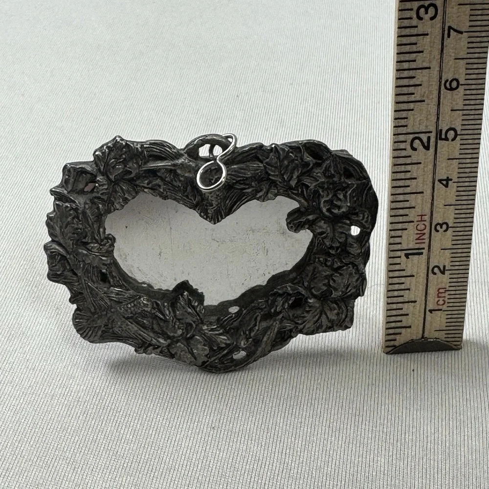 Vintage Anthropologie Pewter Heart Tabletop Mirror Arthur Court 1991‎